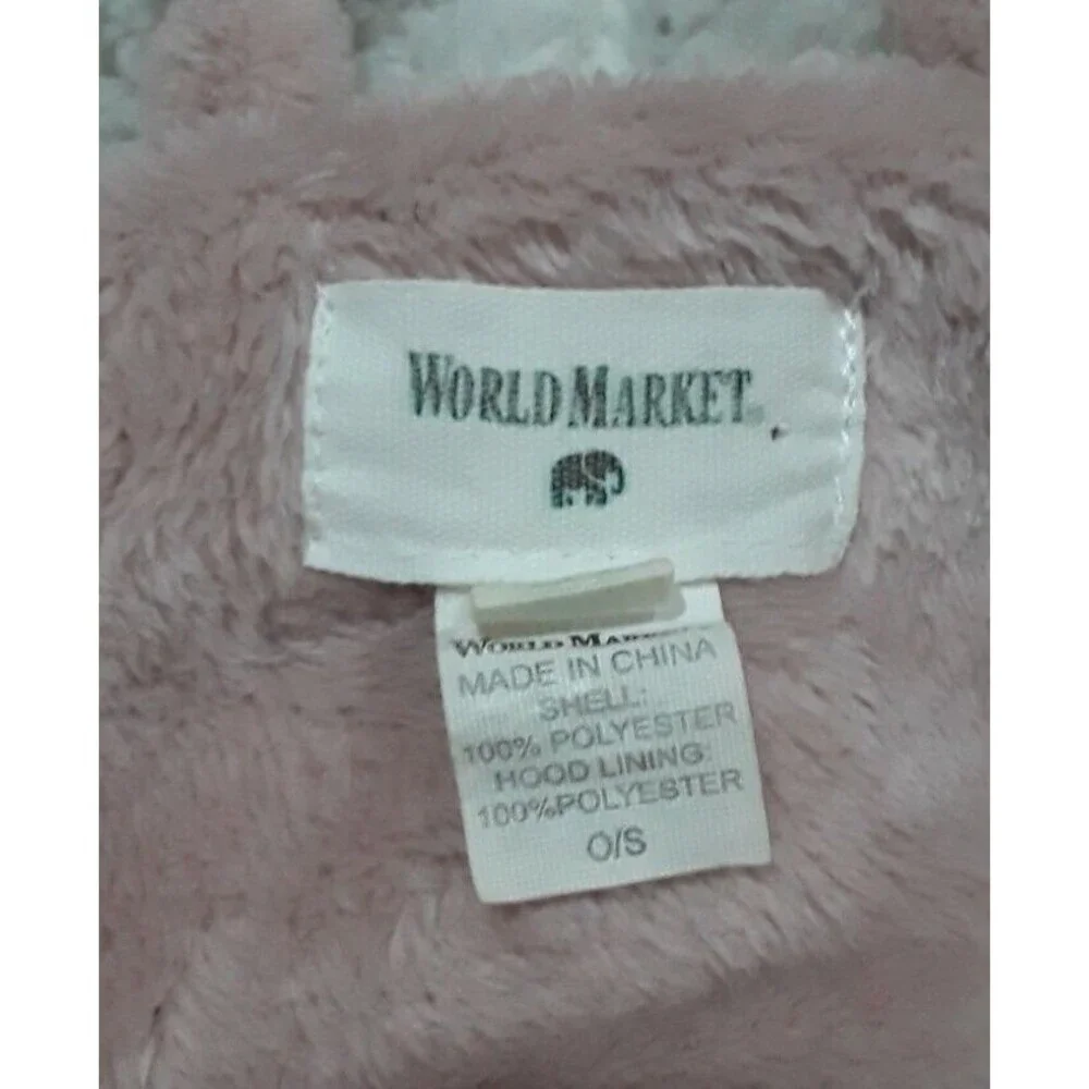 World Market Womens Pink Belted, Hooded. Pink Soft Velour Robe One Size